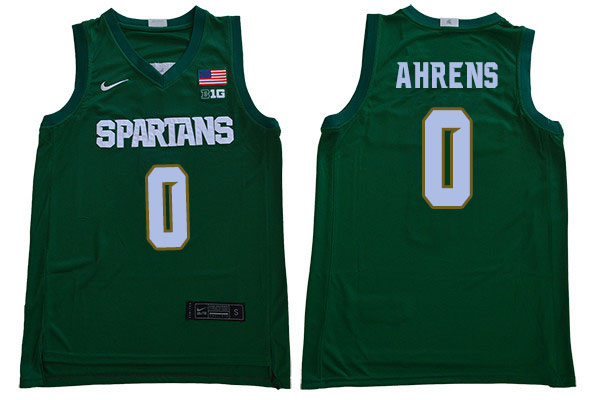 2019-20 Men #0 Kyle Ahrens Michigan State Spartans College Basketball Jerseys Sale-Green